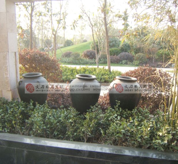 黑色陶罐 园林陶罐 砂岩陶罐