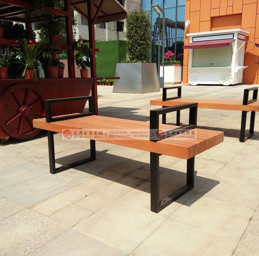 花山堡墅休闲坐凳 塑木防腐木长条椅凳