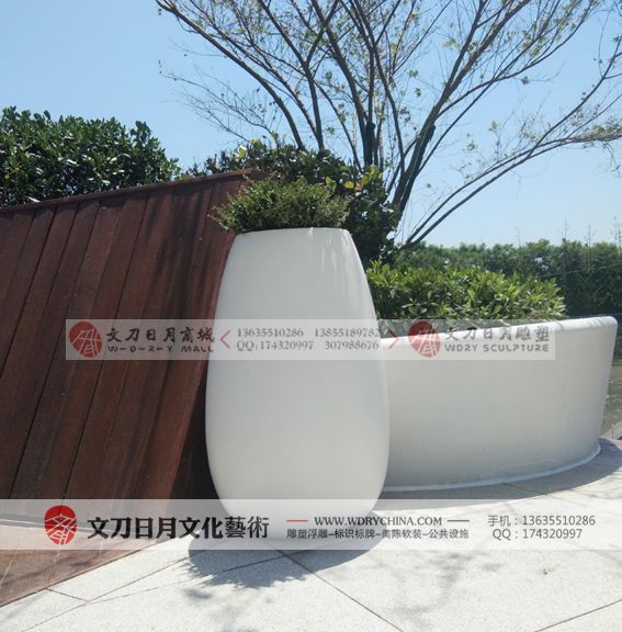 阜阳中心园林广场玻璃钢花钵花盆 大型室内户外花箱